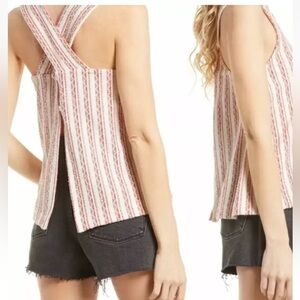 Madewell Bouclé Stripe Cross-Back Tank Top, Size Small